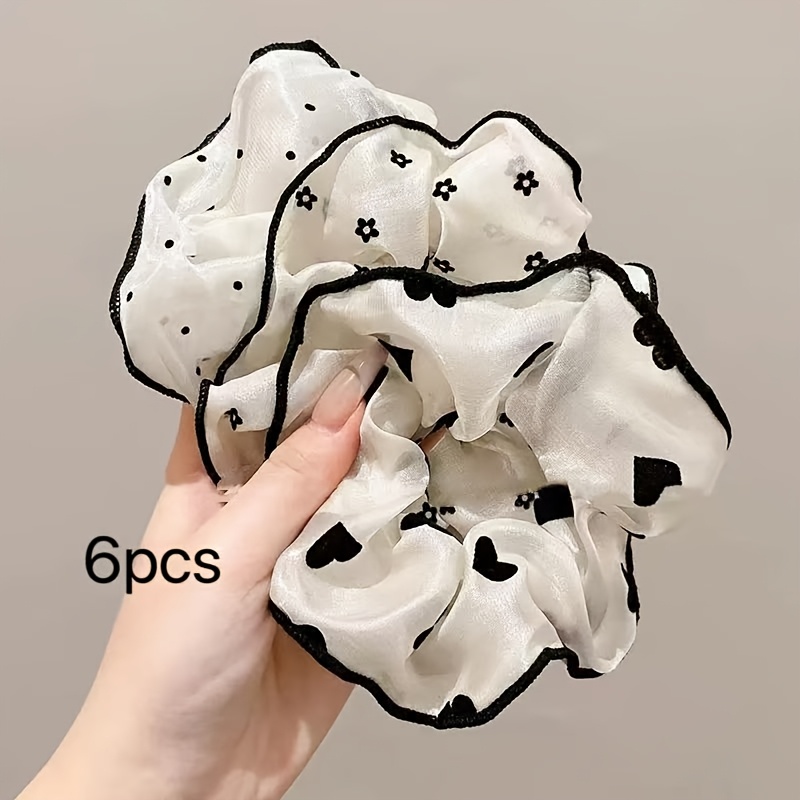 TEMU 6/3 piezas Premium Coleta Coletero Ligas para el Cabello Accesorio de Moda para Mujer Gasa Banda para el Cabello Cuerda para el Cabello Elástica
