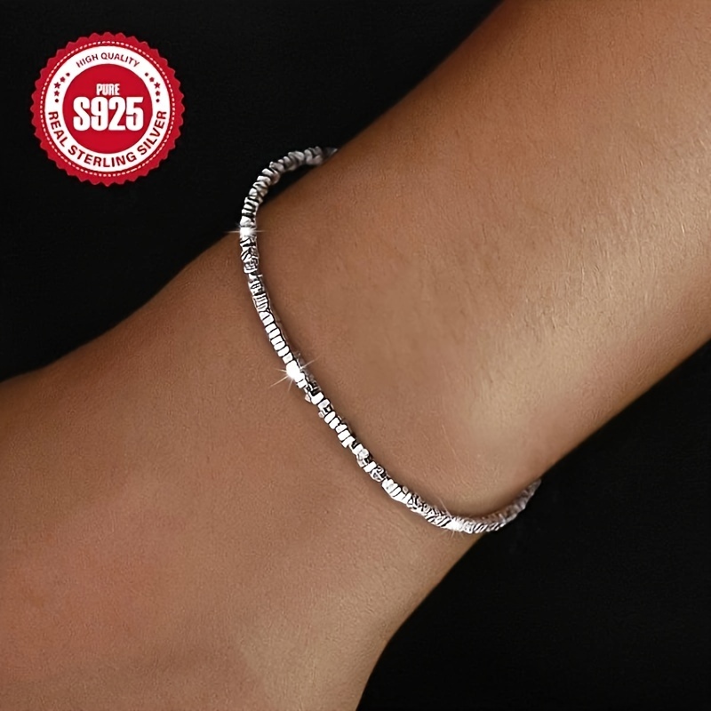 

925 Sterling Silver Irregular Silver Color Tiny Beads Bracelet Women's Gift Hand Jewelry Gift