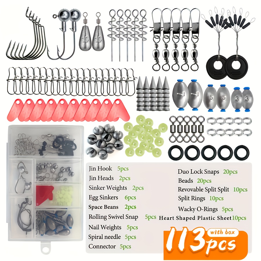 Takami | 113/173/227/345-piece Fishing Kit With Hooks, Beads, Weights, Connectors, Swivels, And Tackle Box, Suitable For Freshwater And Saltwater