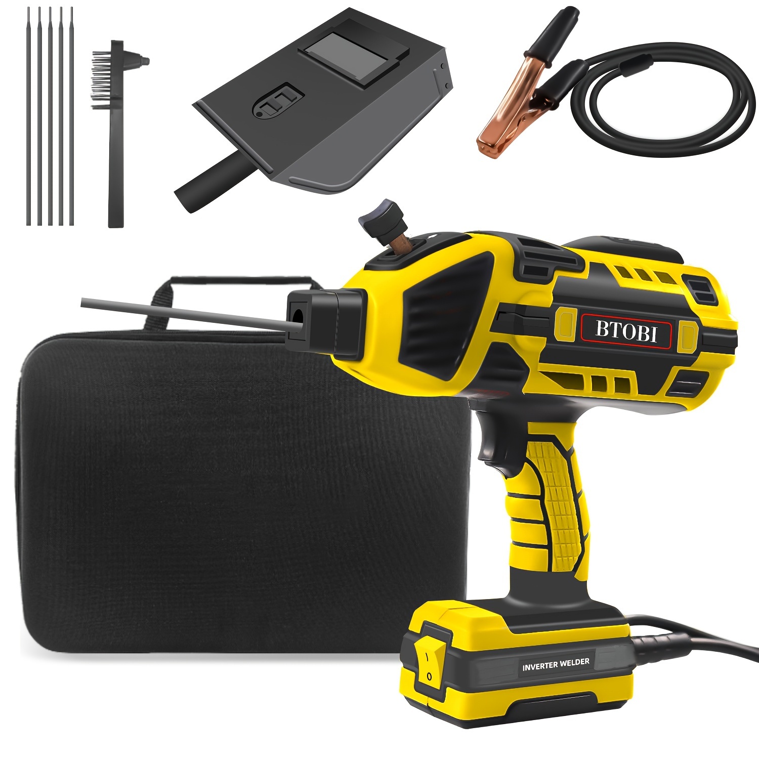 

1pc Portable Welding Machine, 110v Handheld Arc Welder With Igbt Inverter, Variable Current Control, Portable Arc Welding Gun For 3/32"-1/8" Rod, Welding Kit With Carrying Case