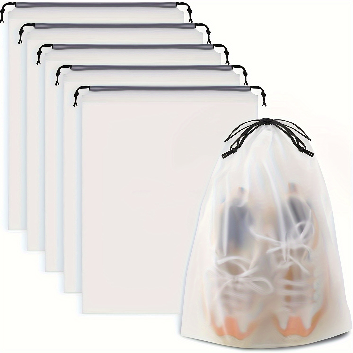 

5pcs Clear Drawstring, 15.7" X 11.8" - & Dustproof, Portable For Men And Women, For Christmas & Halloween