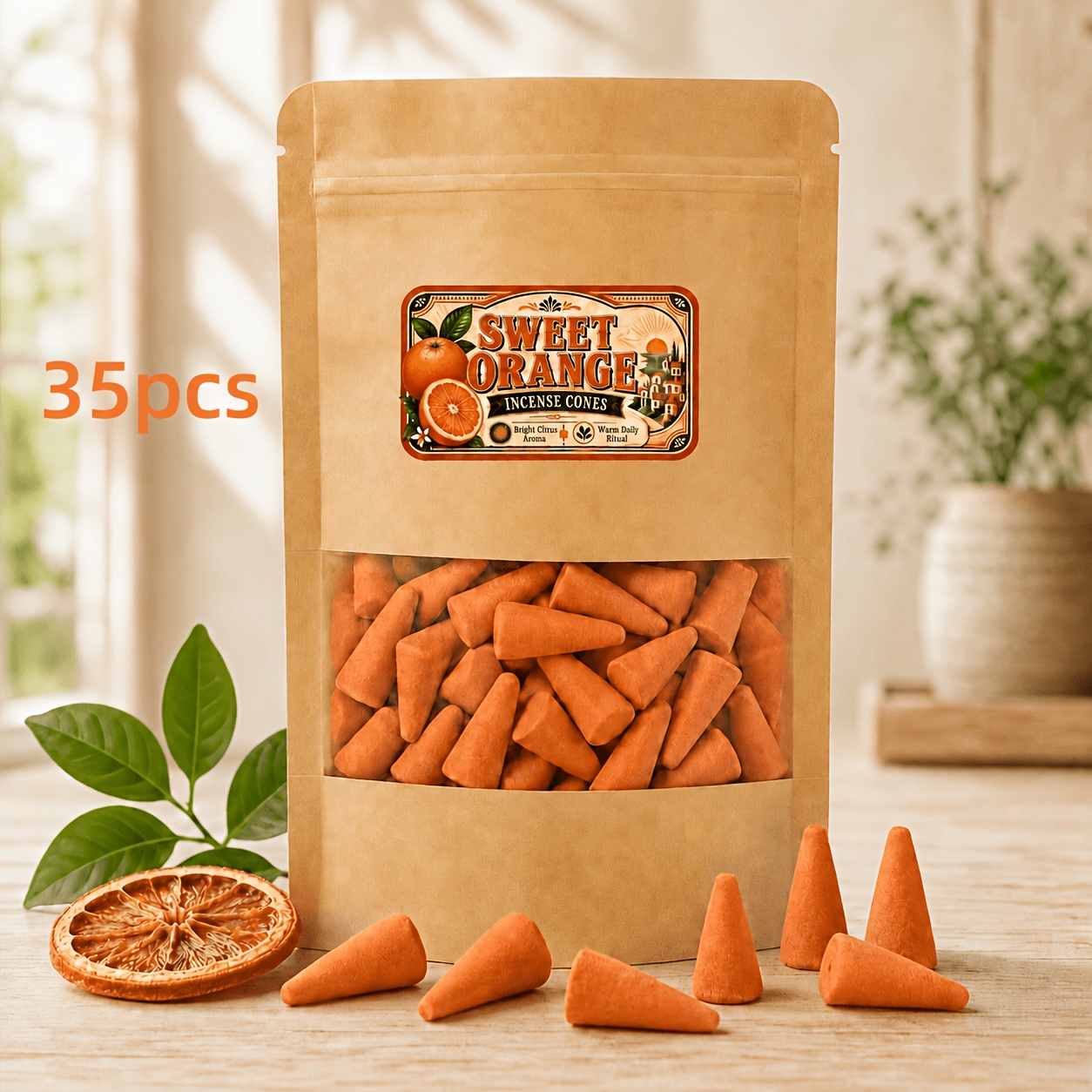 Image of Fresh Orange Scented Cone | Incense Cone | Handcrafted Long-lasting Fragrance | Stable Smoke Soft | Suitable For Living Room, Bedroom, Study, Office, Bathroom, Yoga Room
