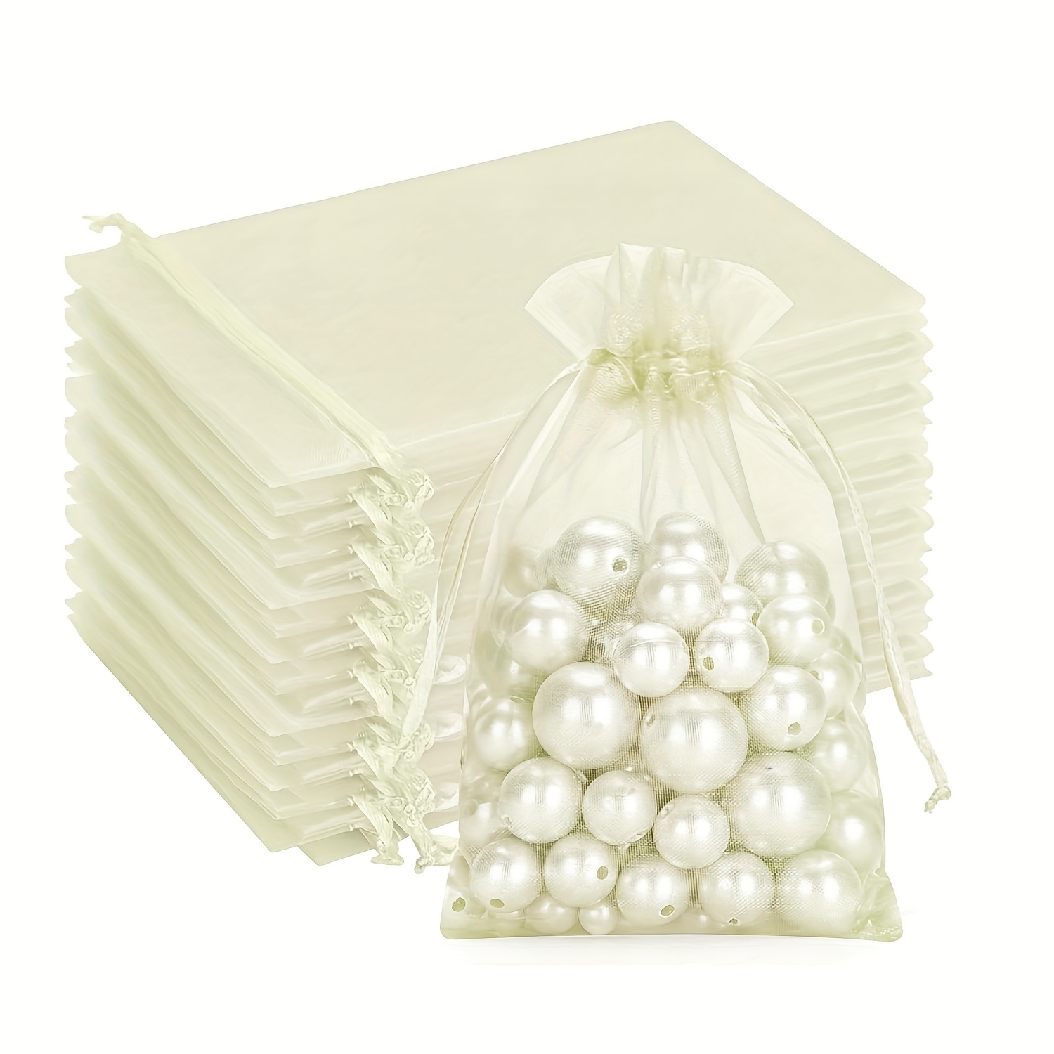 TEMU 20 Large-sized Organza Bags, Solid Color 6x8 Inch Transparent Organza Gift Bags, Gift Pouches, Jewelry Pouches, For Parties, Weddings, Candy Jar