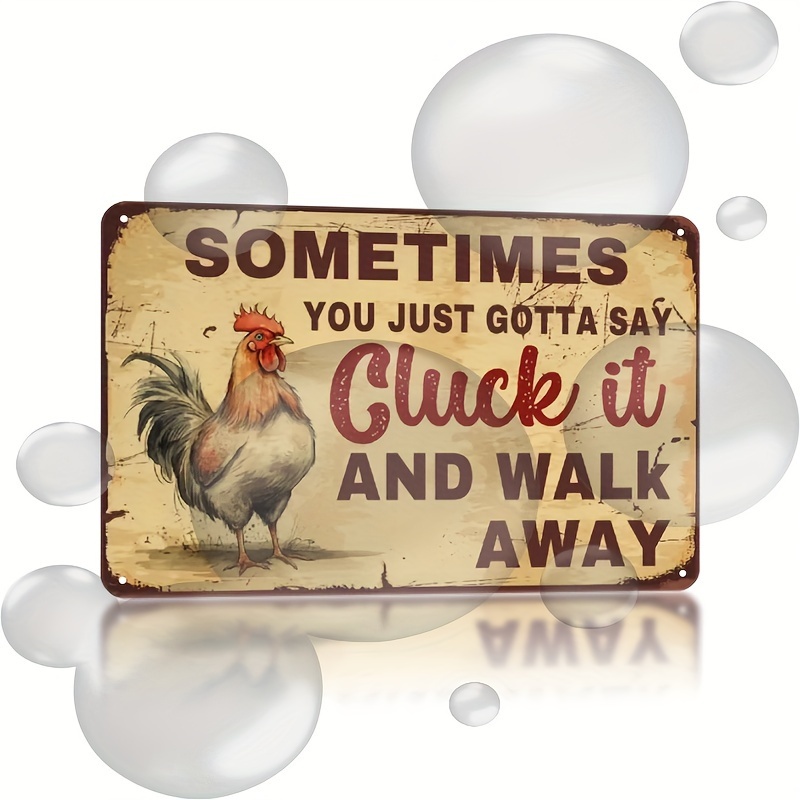 

Vintage Iron Chicken "cluck It" Funny Metal Tin Sign 11.81"x7.87" - Multipurpose Wall Hanging Decor For Home, Bathroom, Bar, Cafe, Garage, Farmhouse - Weather Resistant, Pre-drilled, Easy To Install