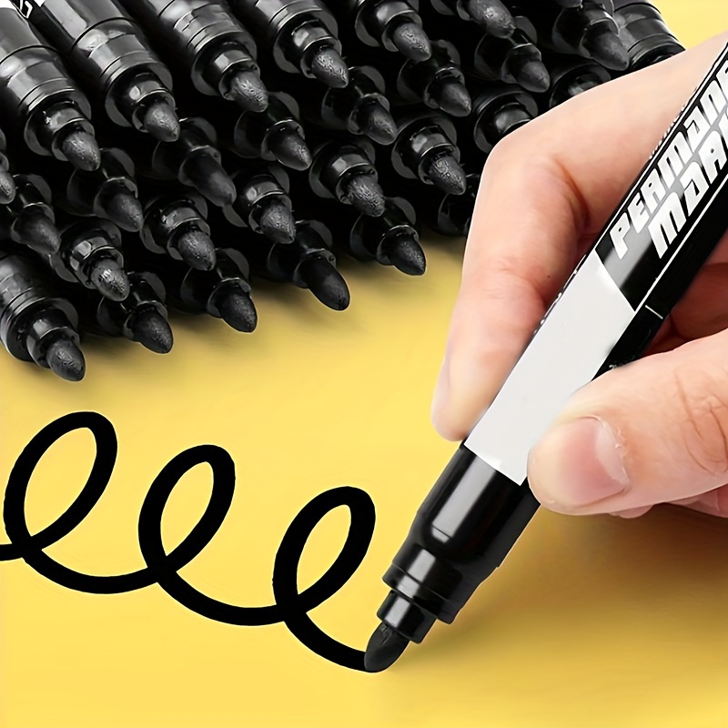 

10pcs Large Permanent Markers, Waterproof Black Ink, Quick-dry Oil-based Supplies, 5.5" Length