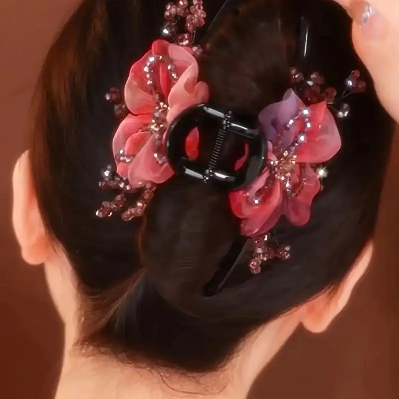 elegant chinese style hairpin with large red flowers womens day or as a gift for her Product details 2