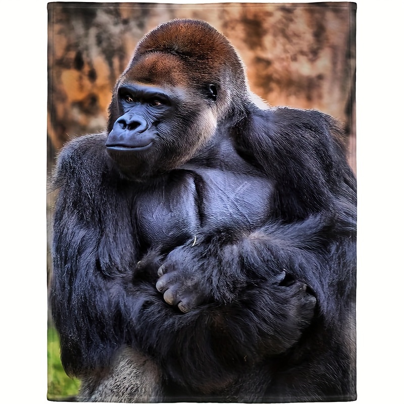 

Cozy Gorilla-themed Flannel Throw Blanket - Perfect Gift For , For Couch, Bed, Office, And Travel