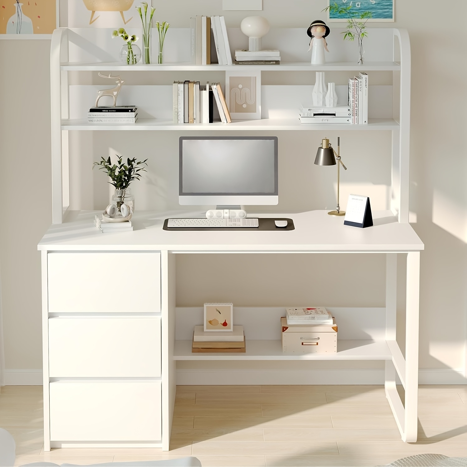 white desk with drawers sold on Temu United States, image size:1500x1500