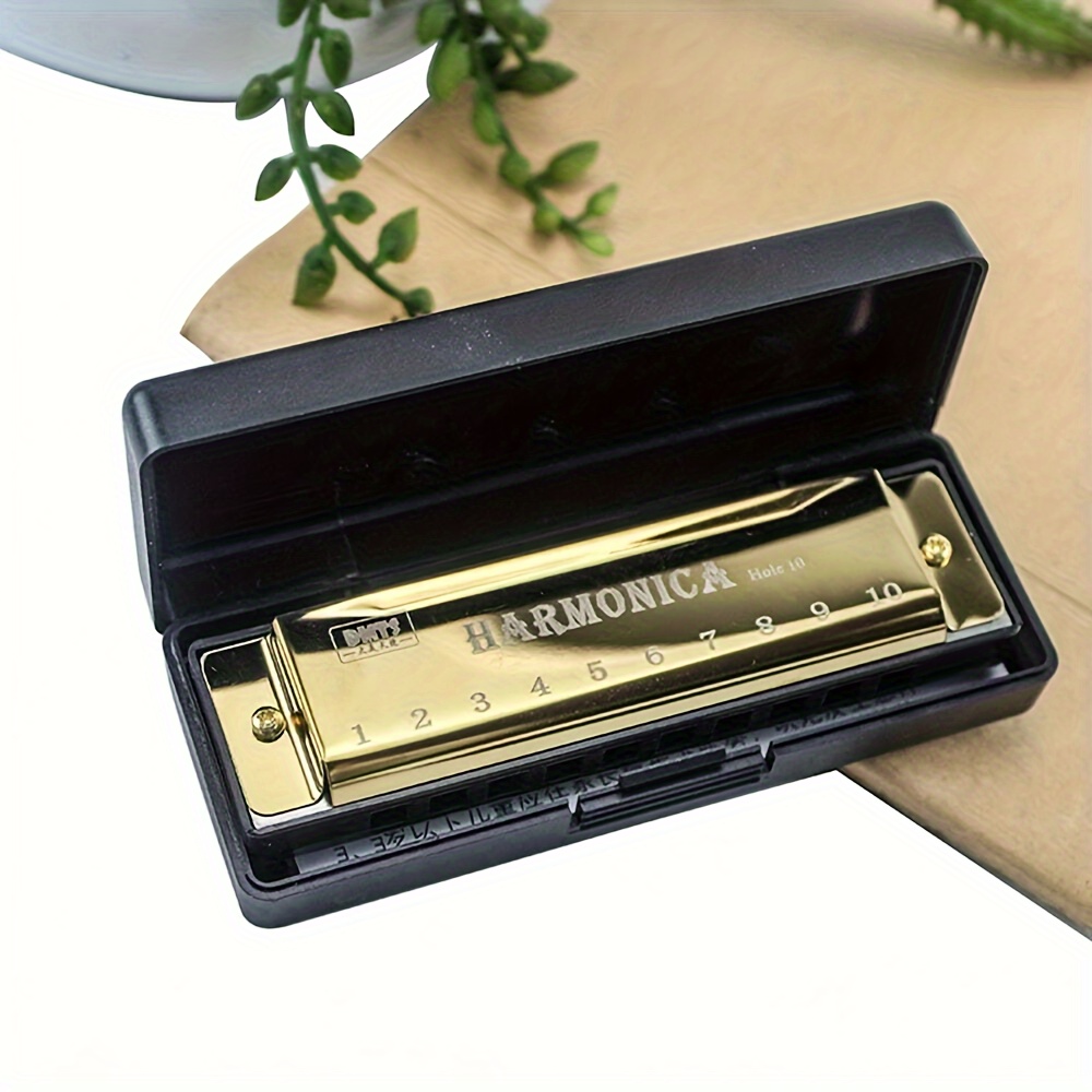 SKETCHIA Harmonica Key of C, 10-Hole Chromatic, Durable Plastic with Polished Finish - Includes Protective Case, Ideal Beginner Gift, Black & Golden Options