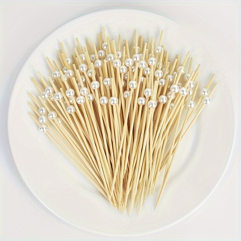 

100pcs, Cake & Fruit Toothpick Skewers – Versatile Disposable Picks For Weddings, Parties, Celebrations | Buffet And Cupcake Accessory