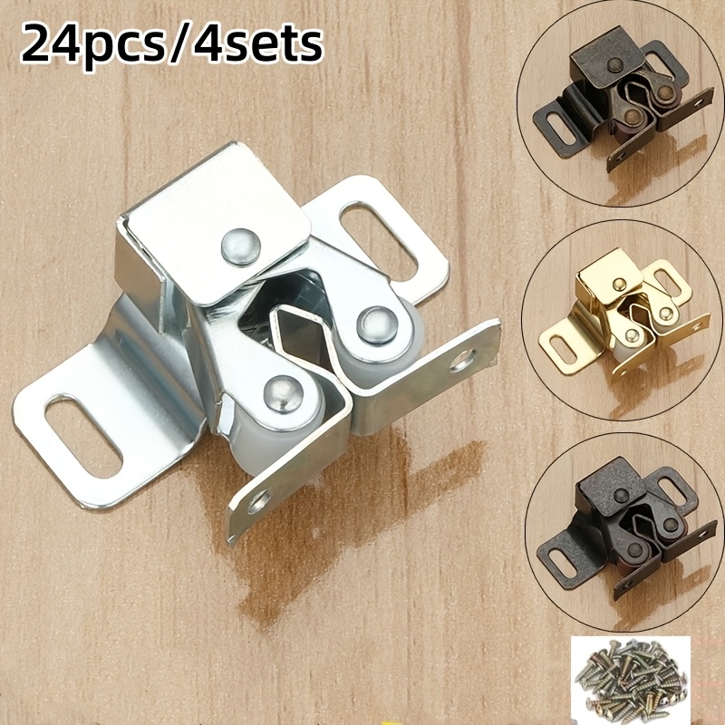 

24pcs Vintage Metal Double Roller Set, Polished , Heavy Duty Cabinet Hardware With Screws For Cupboard And Closet Door Closing