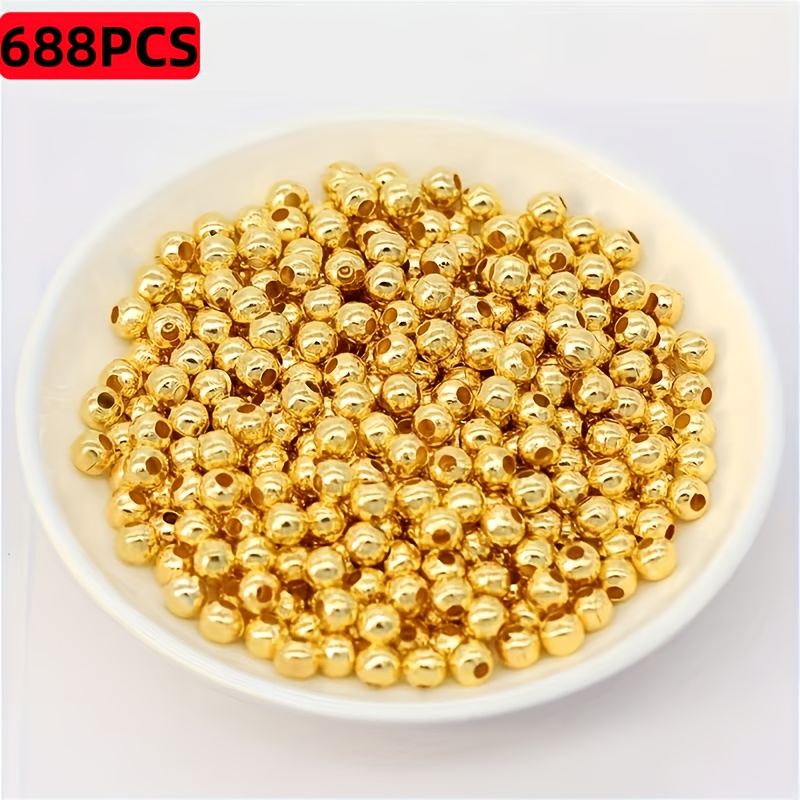 TEMU 688pcs Perles rondes en acrylique de 6 mm, Fournitures de fabrication de bijoux, Perles d'espacement pour bracelets, et plus, Perles et