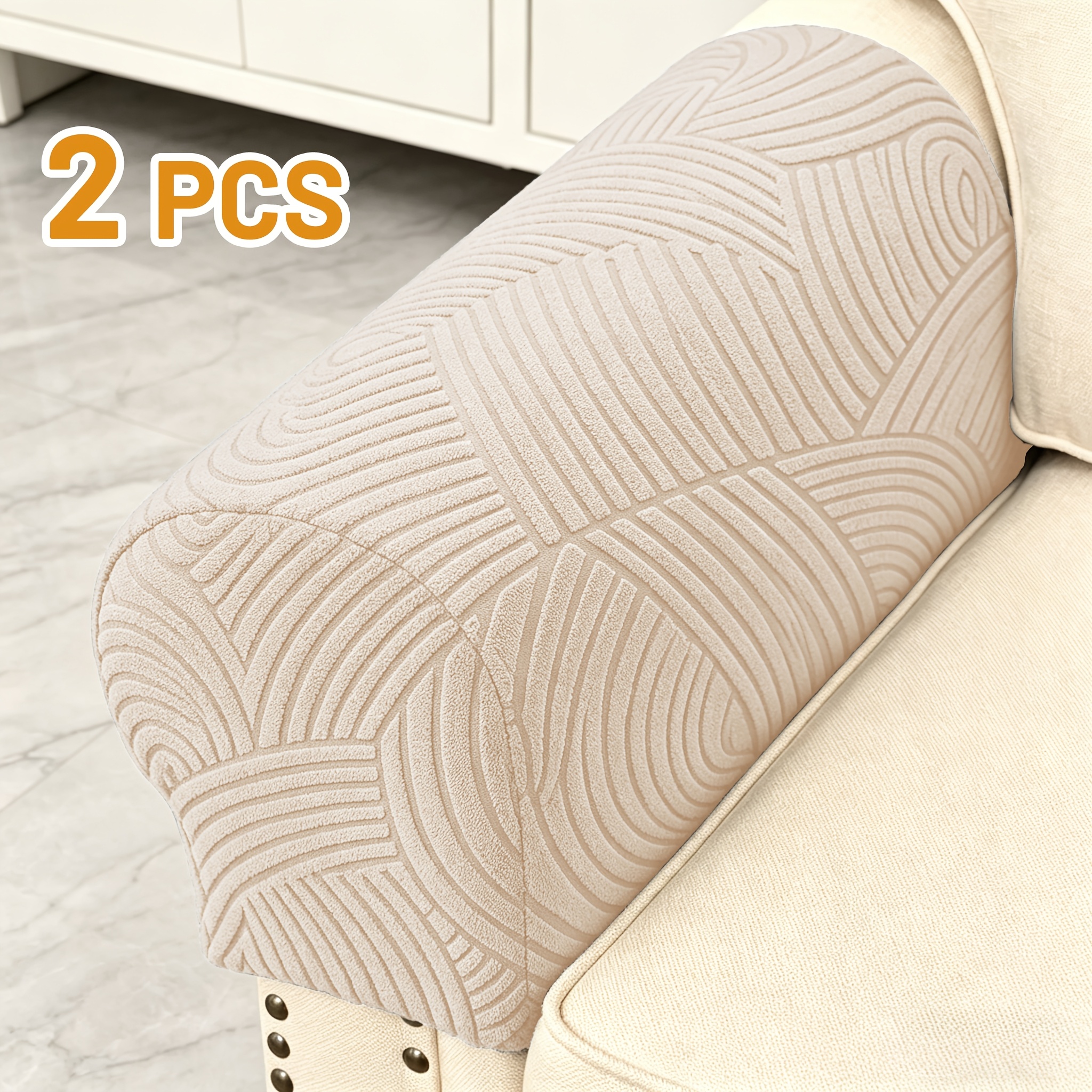 TEMU Lot de 2 housses d'accoudoir de canapé, protège-accoudoirs en tissu extensible, tissu, faciles à installer, conviennent pour la décoration des