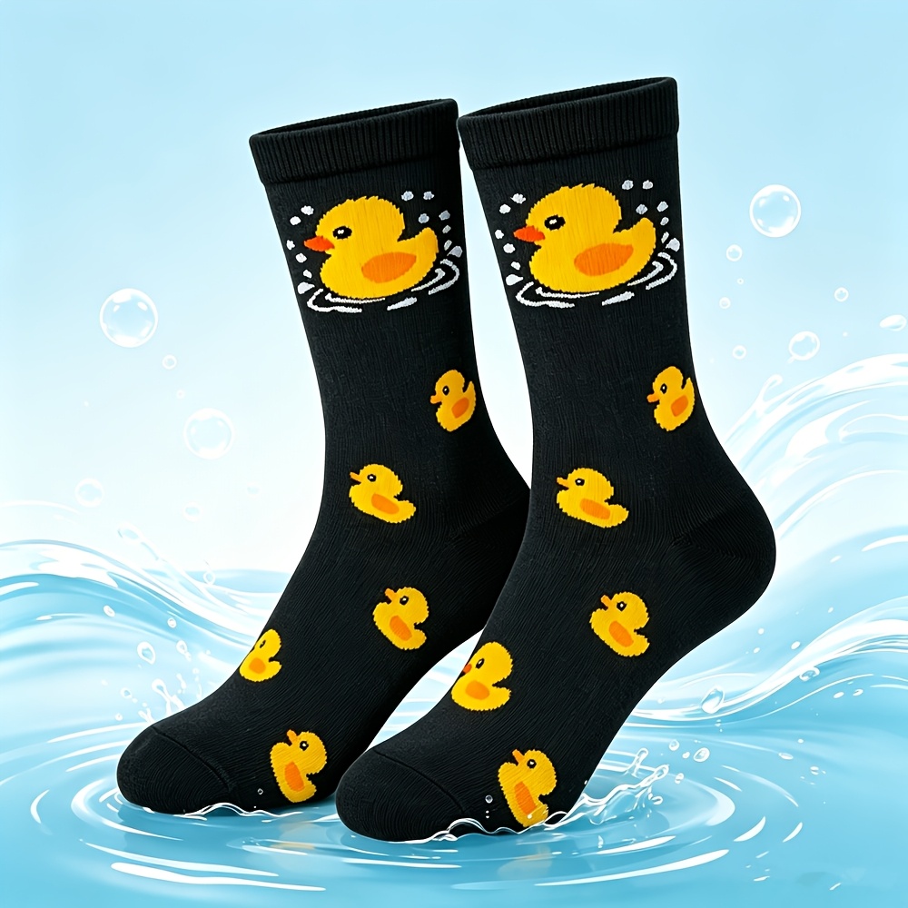 TEMU 1 paire de chaussettes caneton jaune pour homme et femme - Motif , lavables en machine, chaussures caneton de dessin animé - Cadeau unisexe pour