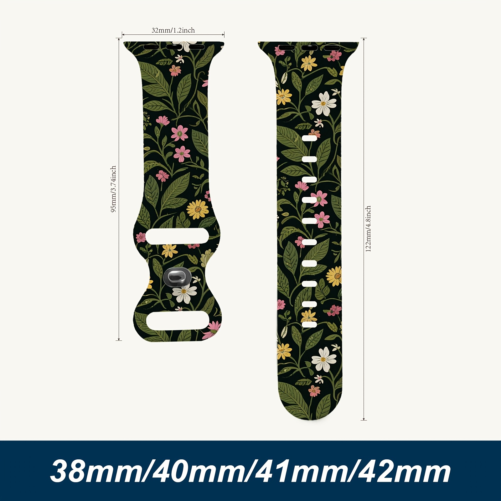 TEMU Floral Band Compatible With Watch Bands 38mm 40mm 41mm 42mm 44mm 45mm 49mm For Women Men Gifts Fancy Dressy Cute Flower Pattern Soft Wristband