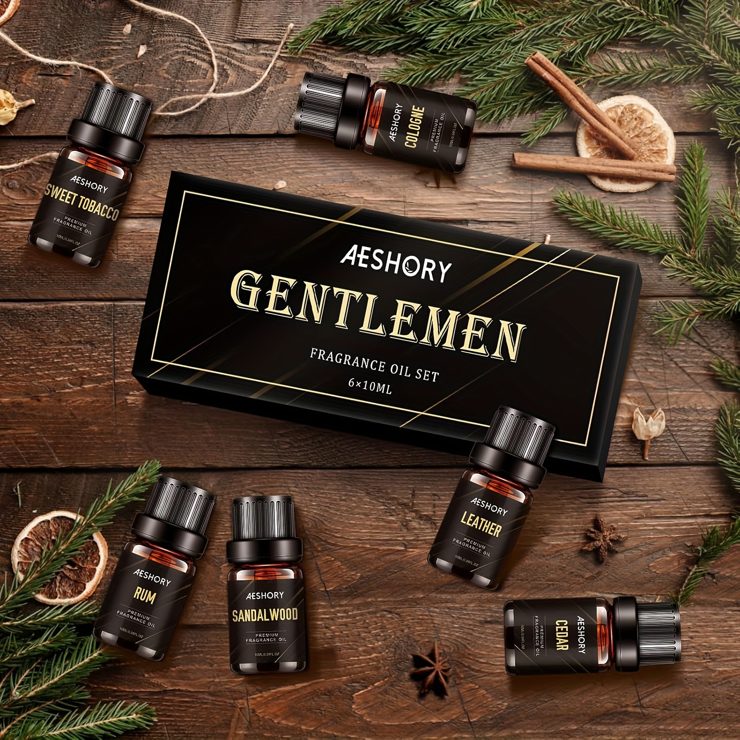 TEMU 6x10ml Men's Essential Oil Set - Oil For Diffusers, Humidifiers, Relaxation, Air , Diy Perfume