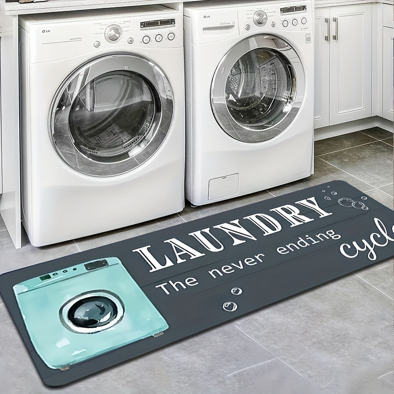 

Vintage Laundry Room Runner Rug With Non-slip Backing, Machine Washable, Lightweight Rectangle Polyester Floor Mat For Home Decor - Suitable For Living Room, Bedroom, Bathroom Entrance