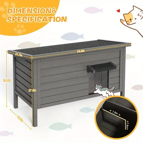 outdoor cat house for winter waterproof feral cat house foam insulated and thermostatic large outdoor cat shelter solid wood cat condos for multiple cats 34 4 l 21 7 w 27 2 h