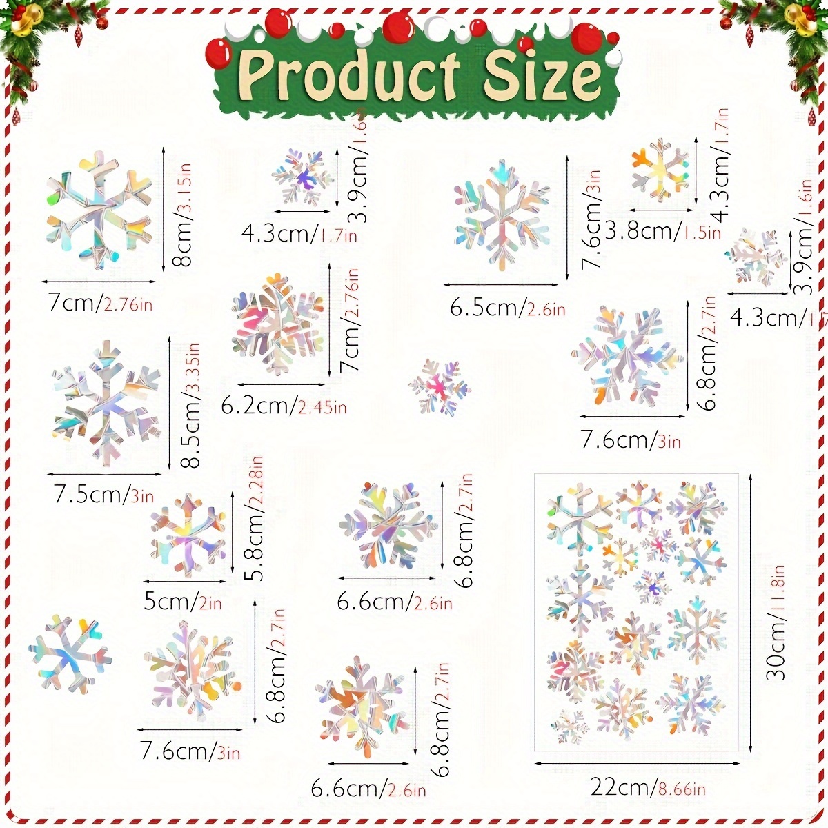 1 set   rainbow prism suncatcher window clings reusable static   pvc glass stickers 5mil thick glossy finish christmas festive bird snowflake decals for holiday decor details 18