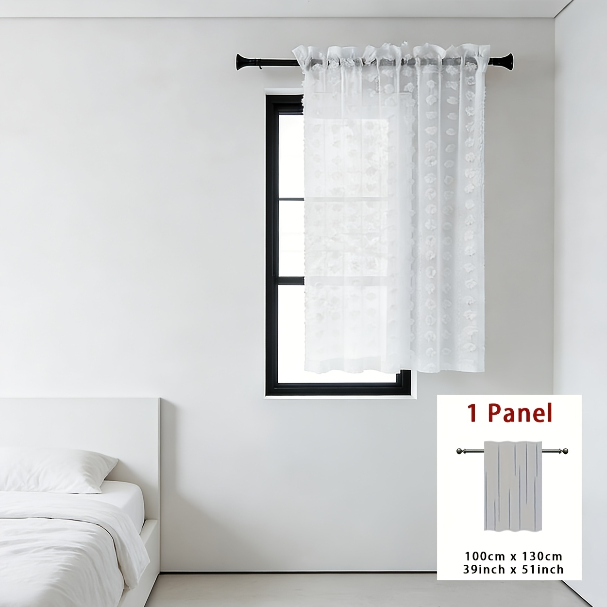 TEMU 1-panel Romantic Gauze Curtain, Pastoral Bedroom Living Room Balcony Bay Window Partition Window Screen With Rod Pocket, Light-filtering