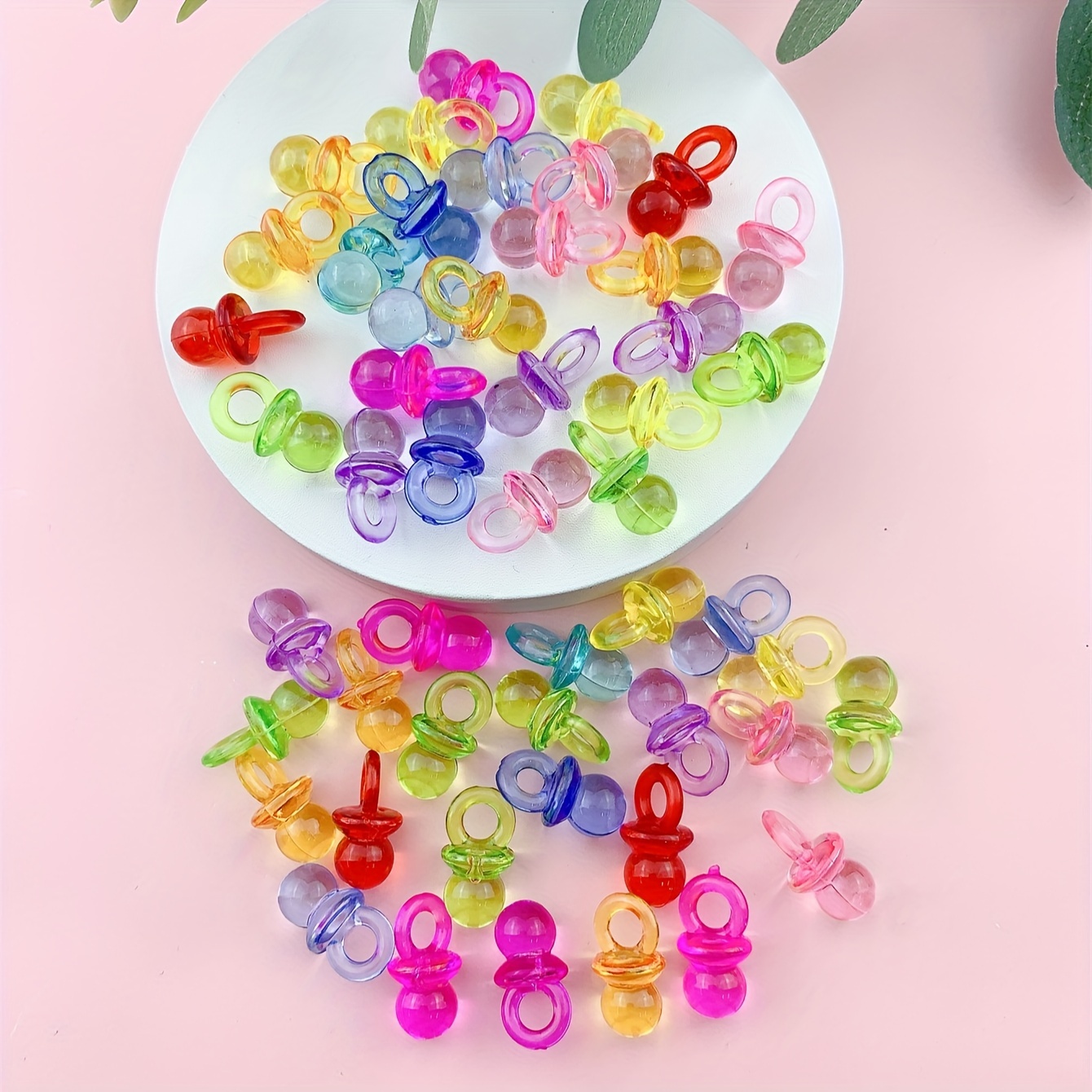 

50pcs Plastic Soothing Item Charms For Making - Assorted Colors, Crafting Pendants & Decorations, Charms Jewelry Making