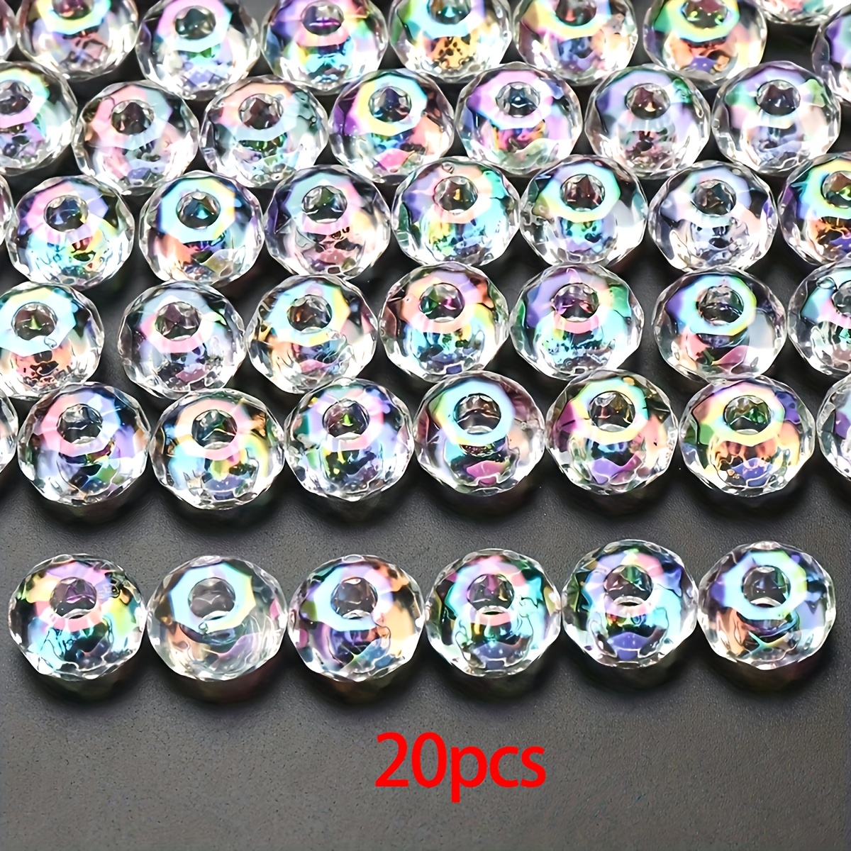 E-shop 20 Stück 15mm facettierte große Lochrad-Transparente Perlen für Schmuckherstellung DIY Handgemachte Halskette Armband Perlenstift Zubehör