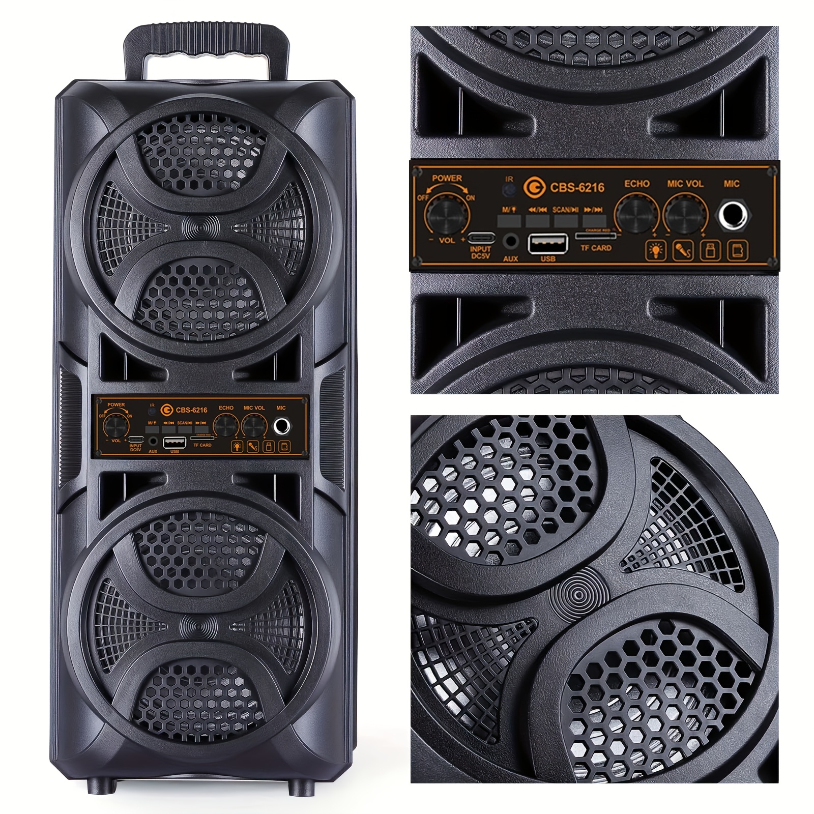Professional Large Bluetooth Speaker with Microphone, Portable Design with Subwoofer Party Box for JBL, with LED Light, Compatible with BT/USB/TF/AUX/FM/TWS/MIC/EQ Functions, Professional Karaoke. Ideal Gift for Birthdays, Christmas, New Year.