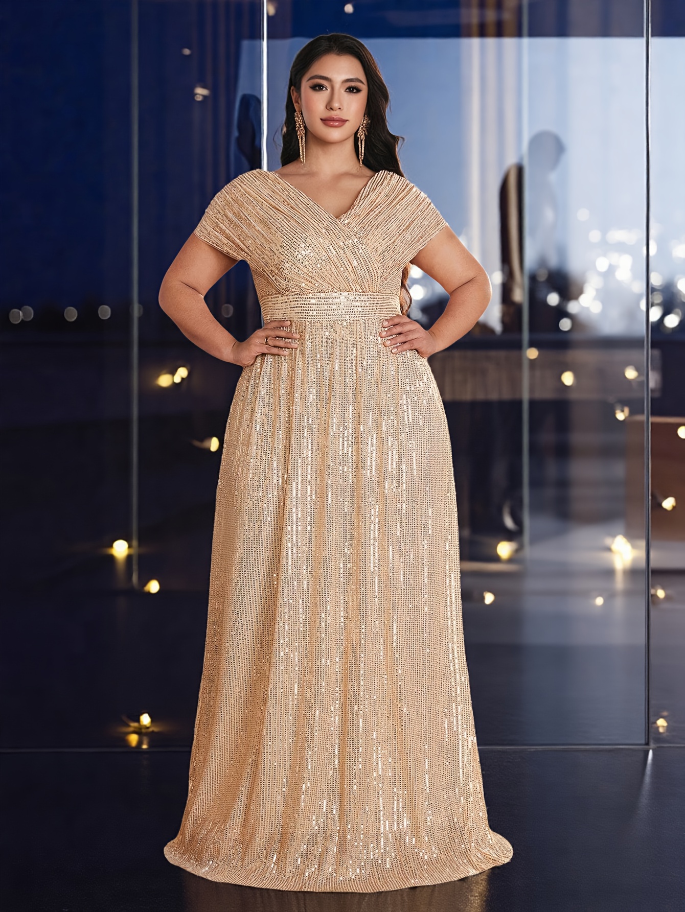 gold dress for curvy women Primavera Couture 14004 Size 22 Gold Long Fitted One Shoulder Sequin Plus Size Prom Dress Formal Gown