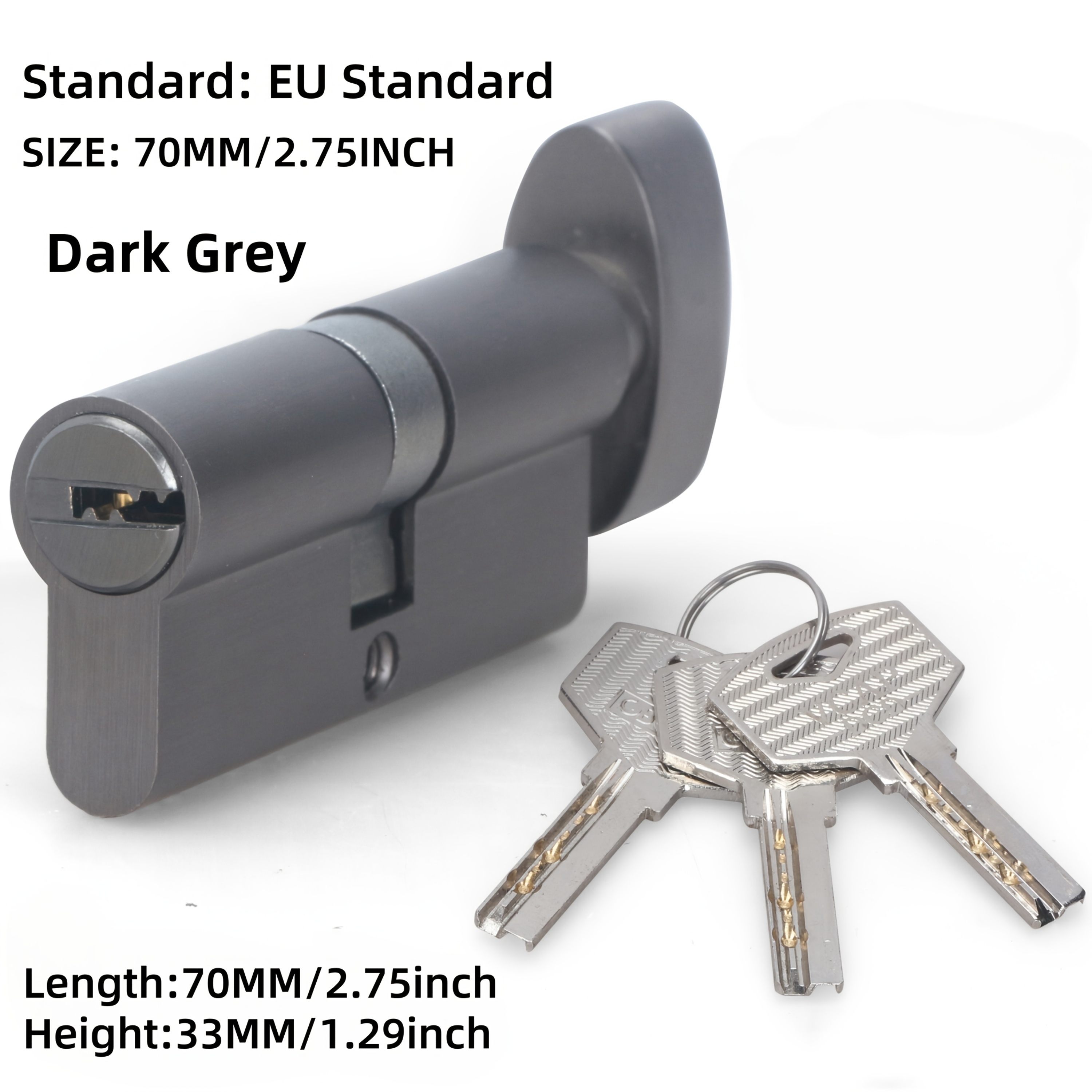 TEMU 1 de ovalado con y tamaño estándar europeo de , llaves adecuado para puertas de seguridad, puertas de oficina, puertas, puertas interiores, etc.