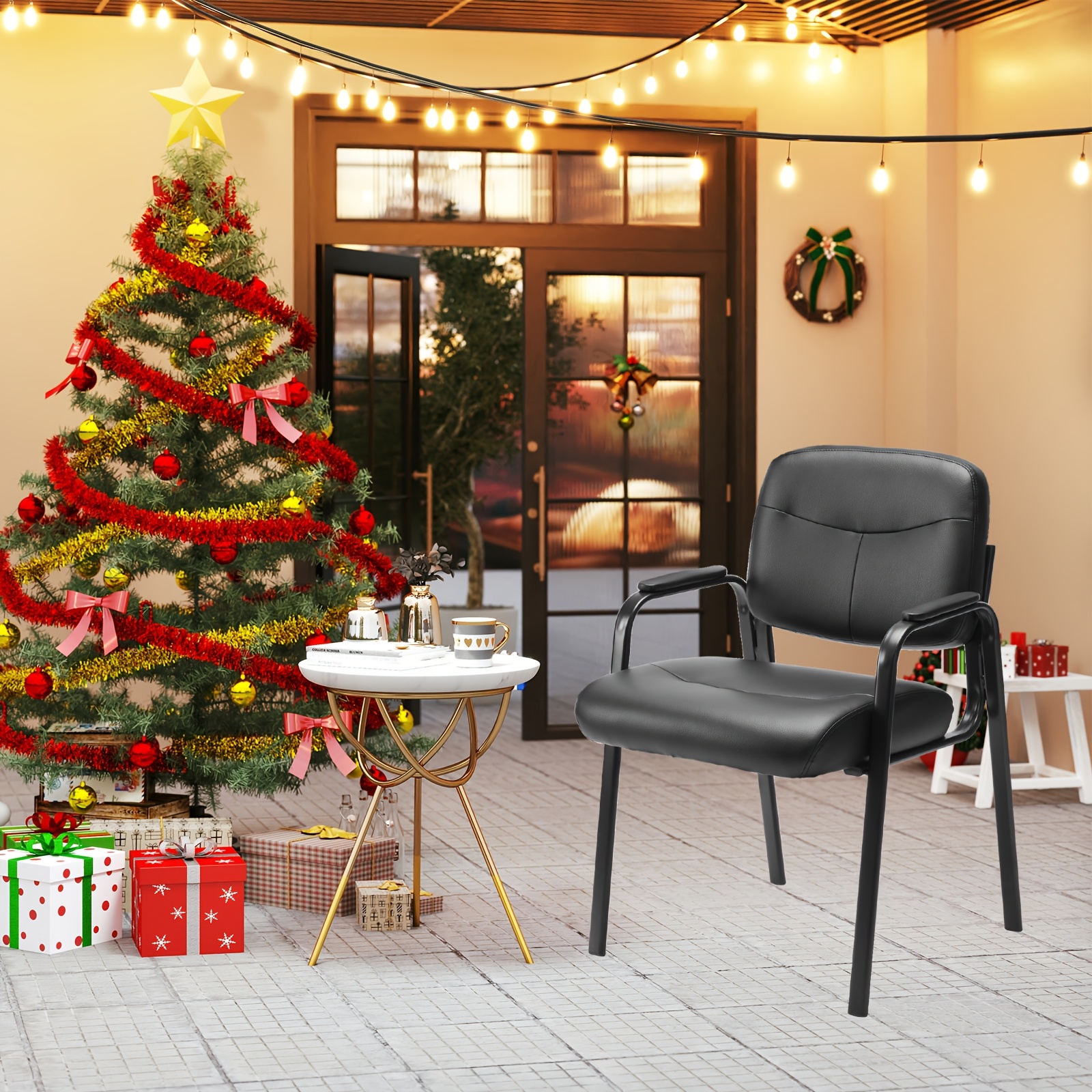 

1/2pcs Outdoor Chairs For City Camping, Chairs With Padded , Pu Leather Stationary Office Guest Chair For Elderly, Home Desk, Reception Area, Conference Room, Side , And Outdoor Use.