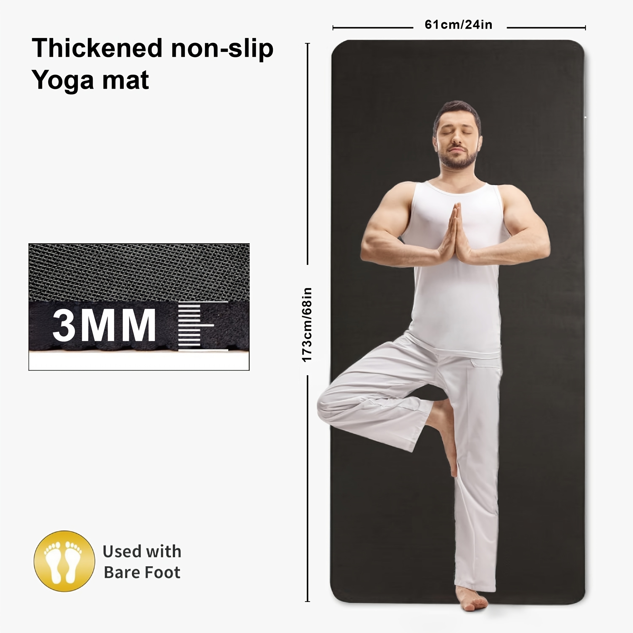 1 High-Density EVA Yoga Mat | Durable Professional Mat for Men and Women, Home Exercise, Non-Slip 3mm Pilates Mat with Shock Absorption and Portability, Essential for Yoga, Stretching, Home Gym, Core Workouts, and Floor Training