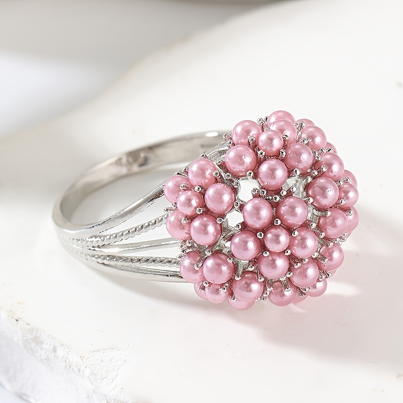 TEMU Anillos de Perla Únicos y Elegantes con Diseño Floral para Mujer, Anillo Elegante Ideal para Banquetes, o – Regalo Joyero