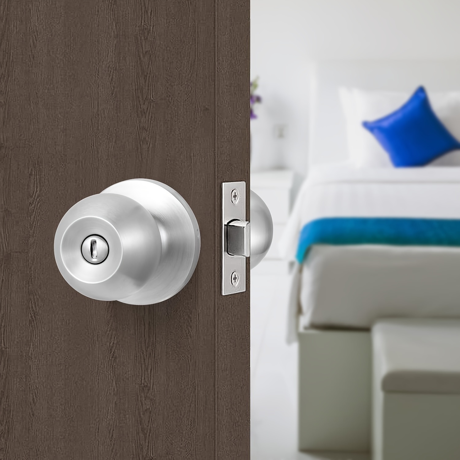 

Stainless Steel Round Ball Door Knob With Lock - Entry, Fits 30-50mm Doors, 60-70mm Lock -