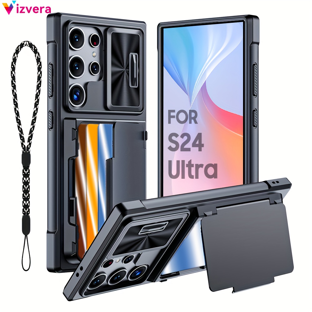 

Wallet, Cards Holder (4 Cards) & Camera Cover & Kickstand, [rfid Blocking] For Women Men, Full Body Protective For S24 Ultra 2024