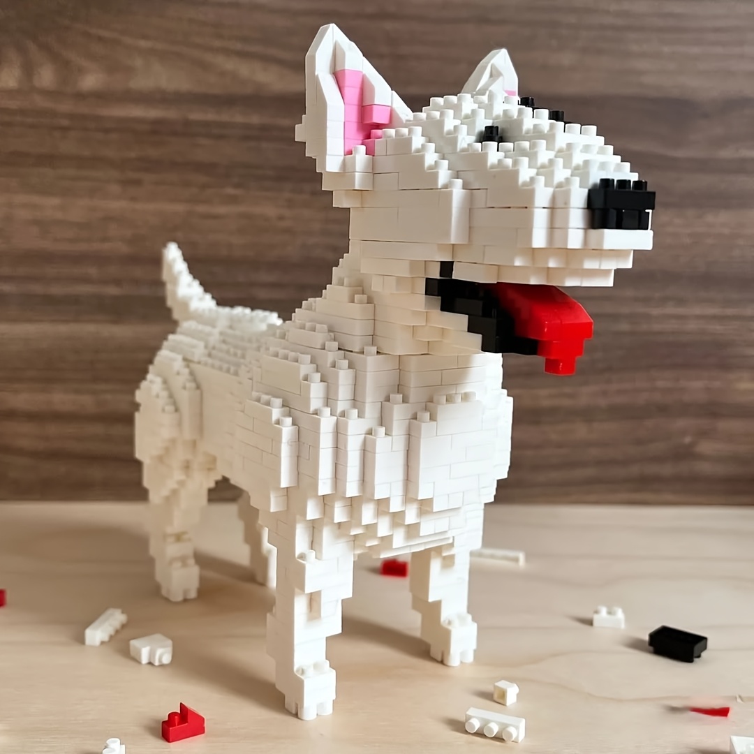 TEMU Chien en de Construction et Adorable Bull Terrier 3D de Construction à Ornement de de 1000 Jouets à de Construction