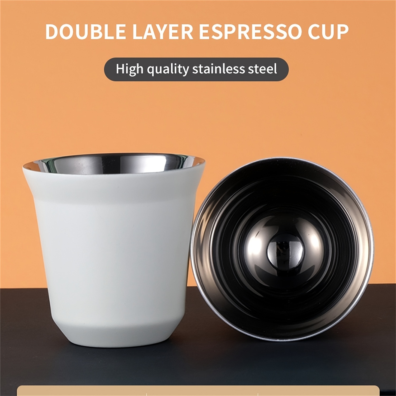 

1pc, Double Walled Espresso Coffee Cup, Stainless Steel, Espresso Cup, Small Coffee Cup