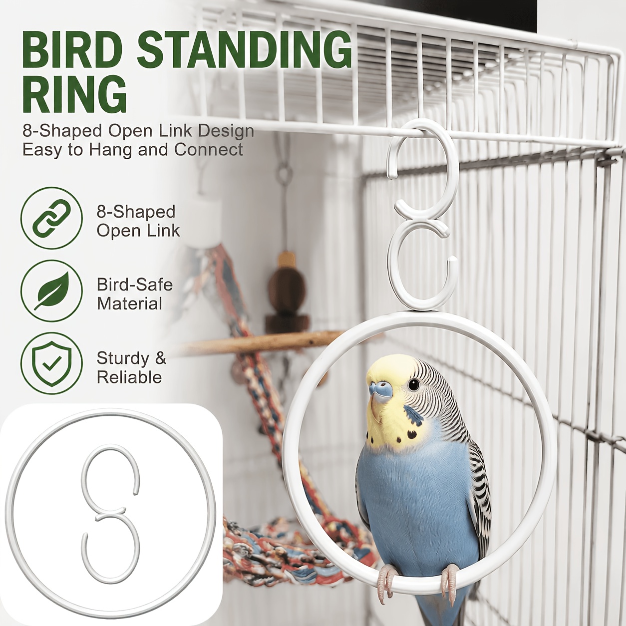2pcs Set of Pet Parrot Open Hanging Stand Round Ring 3D Printed... product image 5
