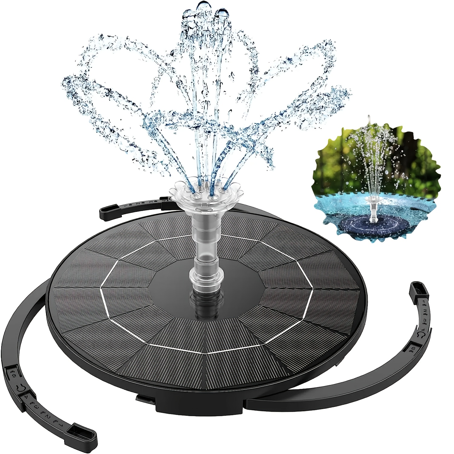 

Solar Bird Bath Fountain 2.8w6.3 Inch Diy With 8 Nozzles And Brackets, Equipped With A 1.2 Meter Long Power Cord Suitable For Bird Baths, Gardens, Swimming Pools, Aquariums, And Outdoor Courtyards
