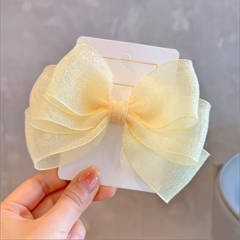 TEMU A Multi-layered Hairpin Accessory With A Large Chiffon Bow, Exquisite And Sweet, Various Occasions Like Dates And Parties. It Can Serve As A
