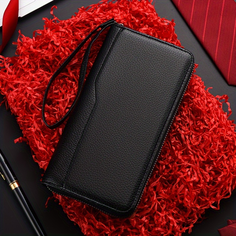 TEMU Men's Wallet Clutch Bag, Long Envelope Bag With Multi Slots For Cards, Business Ticket Clip Travel Bag