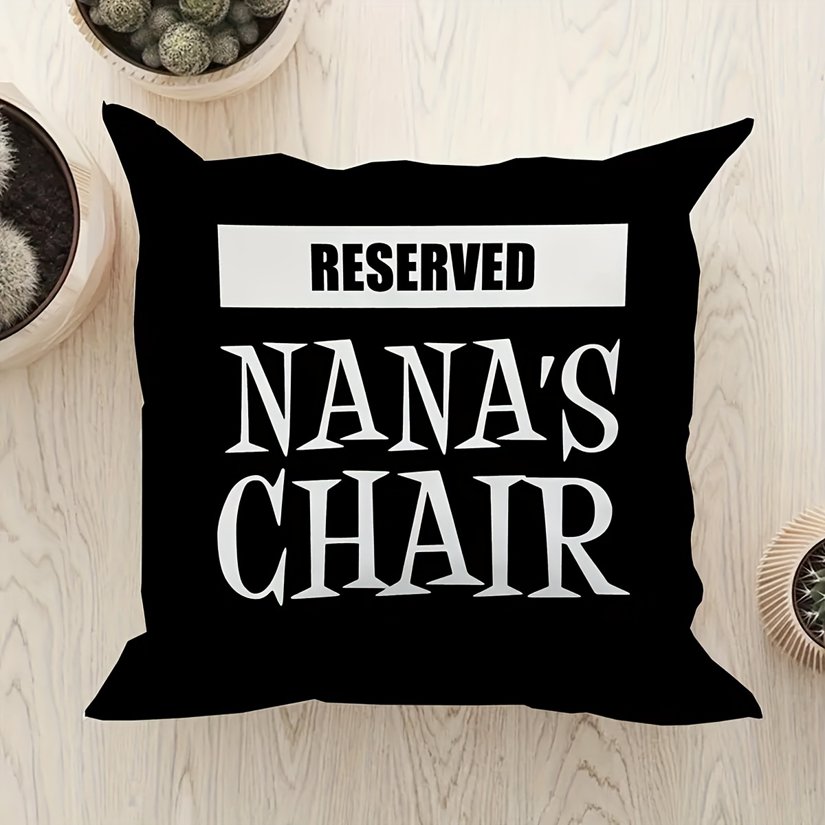 

1pc, Reserved Nana's Chair Funny Grandmother Pattern Velvet Cushion Cover Square Pillow Throw Pillow Cover Decorative Pillow Sham Decorative Cushions For Luxury Room