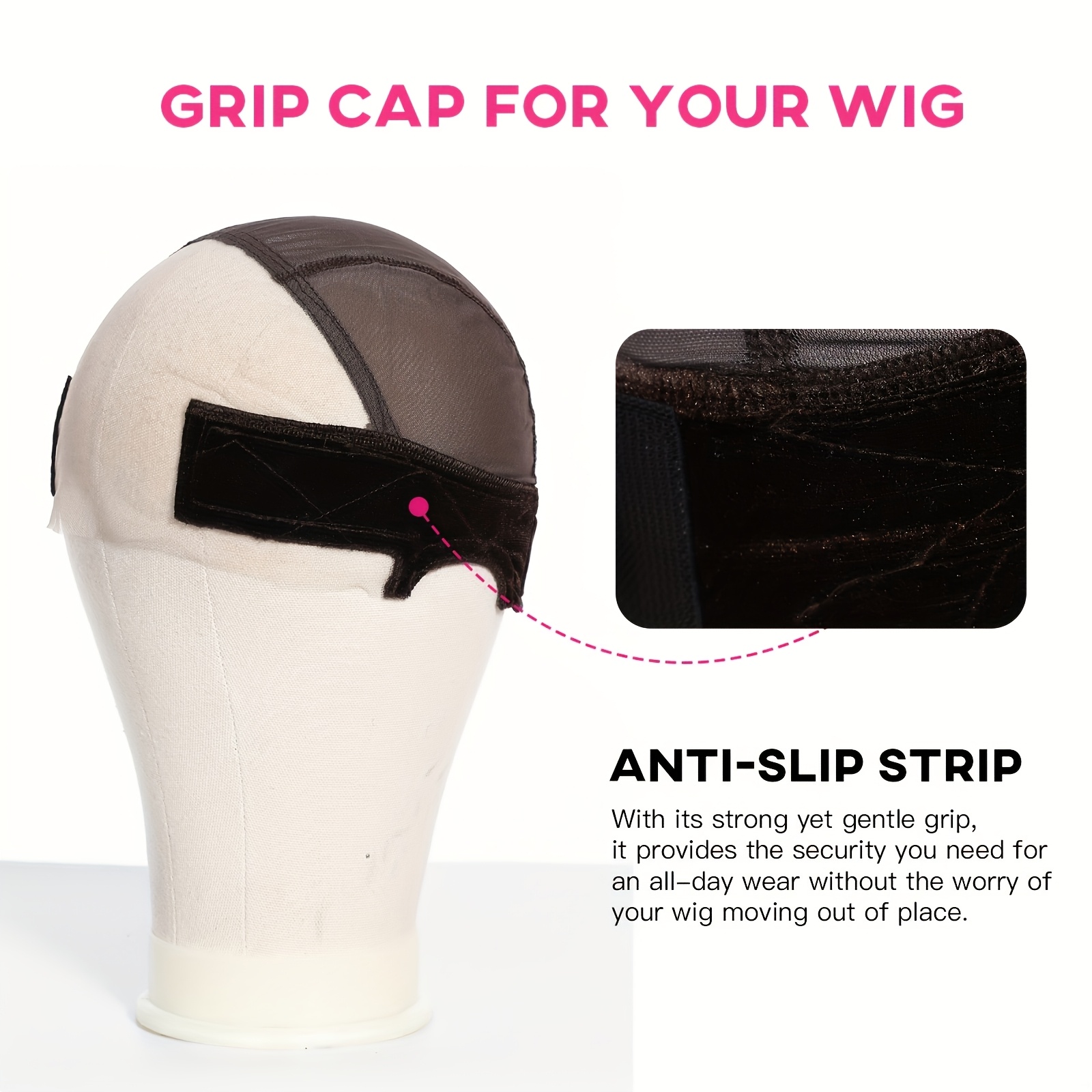 11x5 lace max wig grip cap for women non slip adjustable wig caps holds glueless wigs   in place reusable hd lace cap with headband for lace front wigs   fits all Product details 6