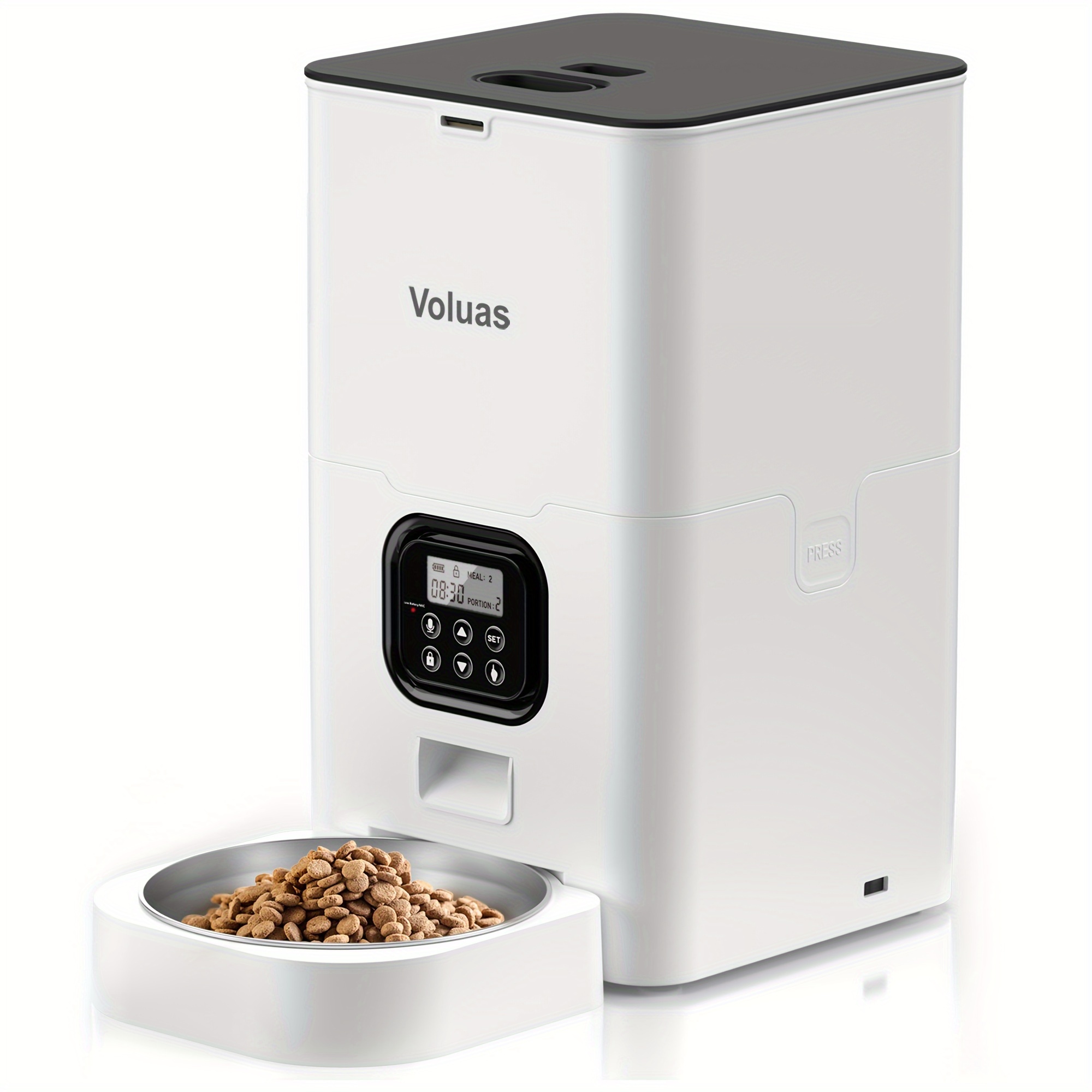 

6l Automatic Cat Feeders - Dry Food Dispenser With Timer, Desiccant Bag, Programmable Meals Per Day, 10s Voice Recorder