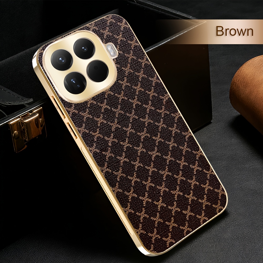 TEMU Coque de téléphone - Coque de téléphone à carreaux électroplaquée de luxe adaptée pour Xiaomi 15T/15T Pro, Housse de téléphone antichoc haut de