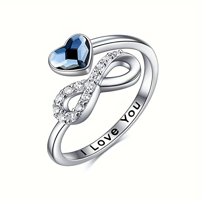 Image of Infinity Rings For Women 925 Sterling Silver Rings For Women I Love You Ring Adjustable Ring Gifts For Girls Mama