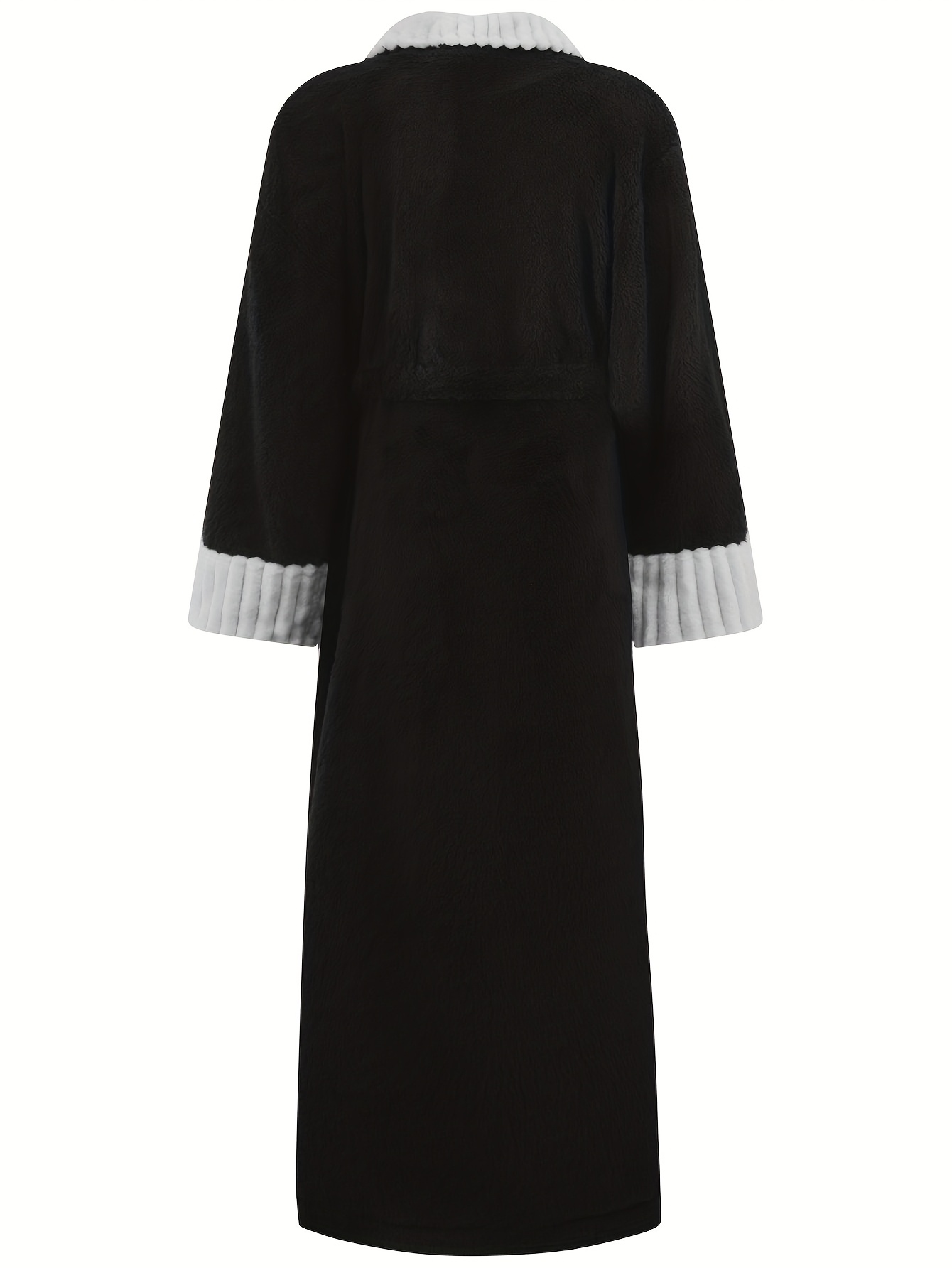 Men'S Thickened Flannel Robe - Long Bathrobe with Large Pockets, Soft Plush Texture, V-Neck & Belted Design for Fall/Winter, Perfect Gift for Him, Cozy Home Wear, Casual Sleepwear, Winter Robe | Vneck Robe | Plush Texture Robe