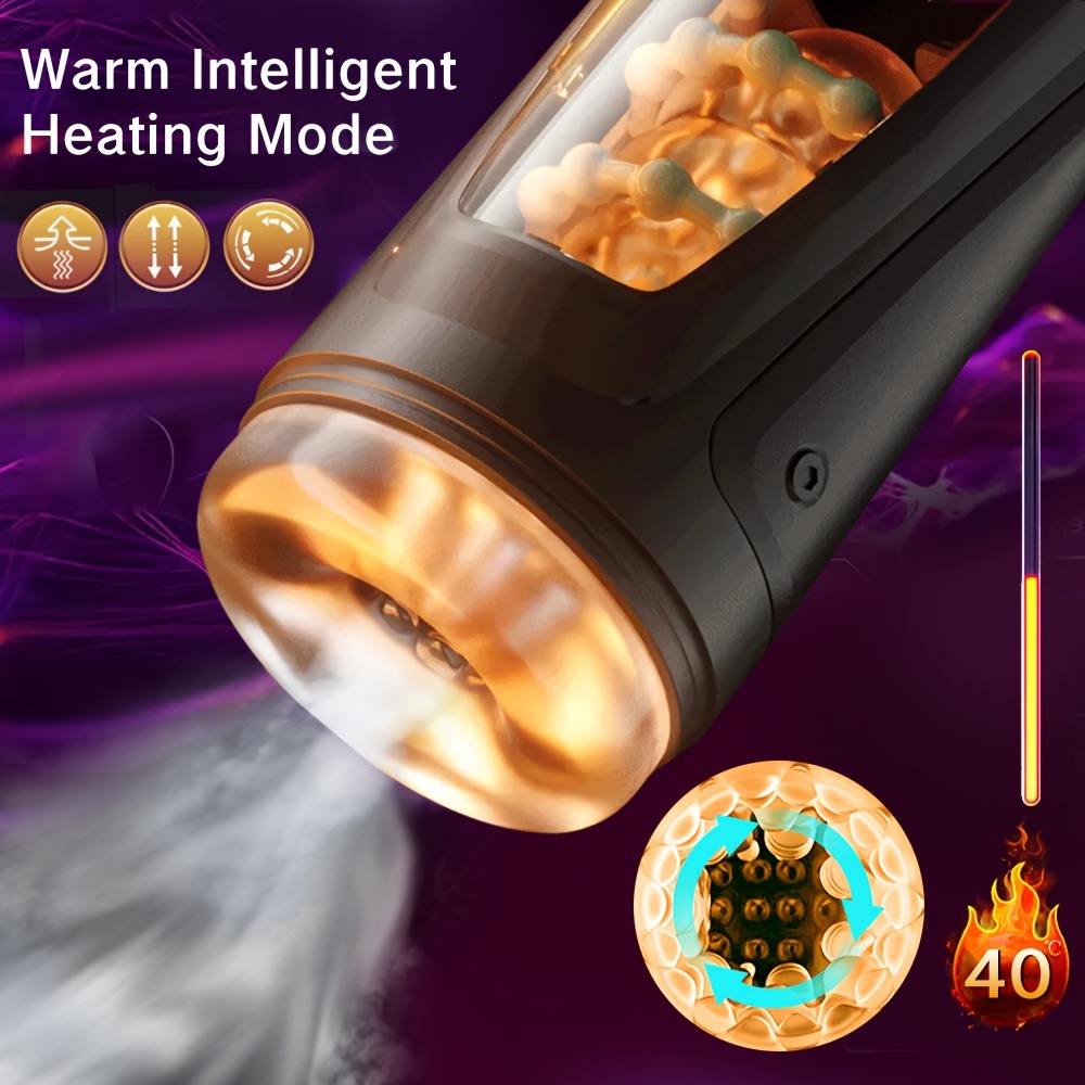 1 Valentine'S Day Male Gift, 9 Vibrations, 8 Modes, And 2 Heat Levels, Toy, Adult Toy, TPE Material, 3D Textured Tunnel, Adult Toys And Games, Hands-Free, Suitable for More Sizes, Rechargeable, Easy to Clean