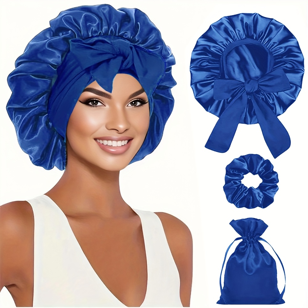 TEMU Three-piece Sleep Hair Set (including Lace)-women's Curly Hair Braided Hair , Soft And Comfortable Night , Sleep Hair , Bath