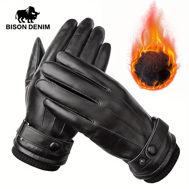 

Denim Men's Genuine Sheepskin Leather Gloves - , Warm & Touchscreen Compatible For Autumn/winter | Cycling, Driving & Outdoor Sports | Stylish Full Finger Design | Ideal Gift For Him