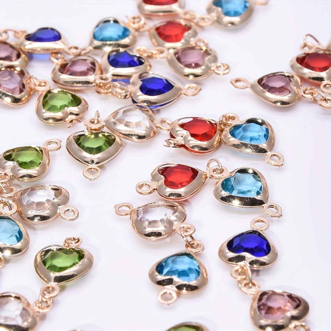

60pcs Colorful Heart Charms For Bracelet Anklet Necklace Diy Jewelry Making Accessories